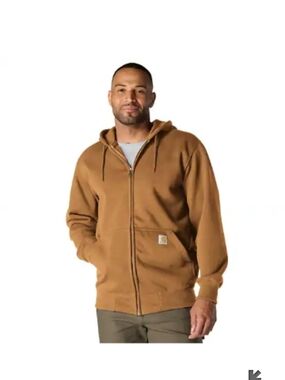 Carhartt "Rain Defender" Loose Fit Brown Zip-Up Hooded Jacket Sz 2XL "New"